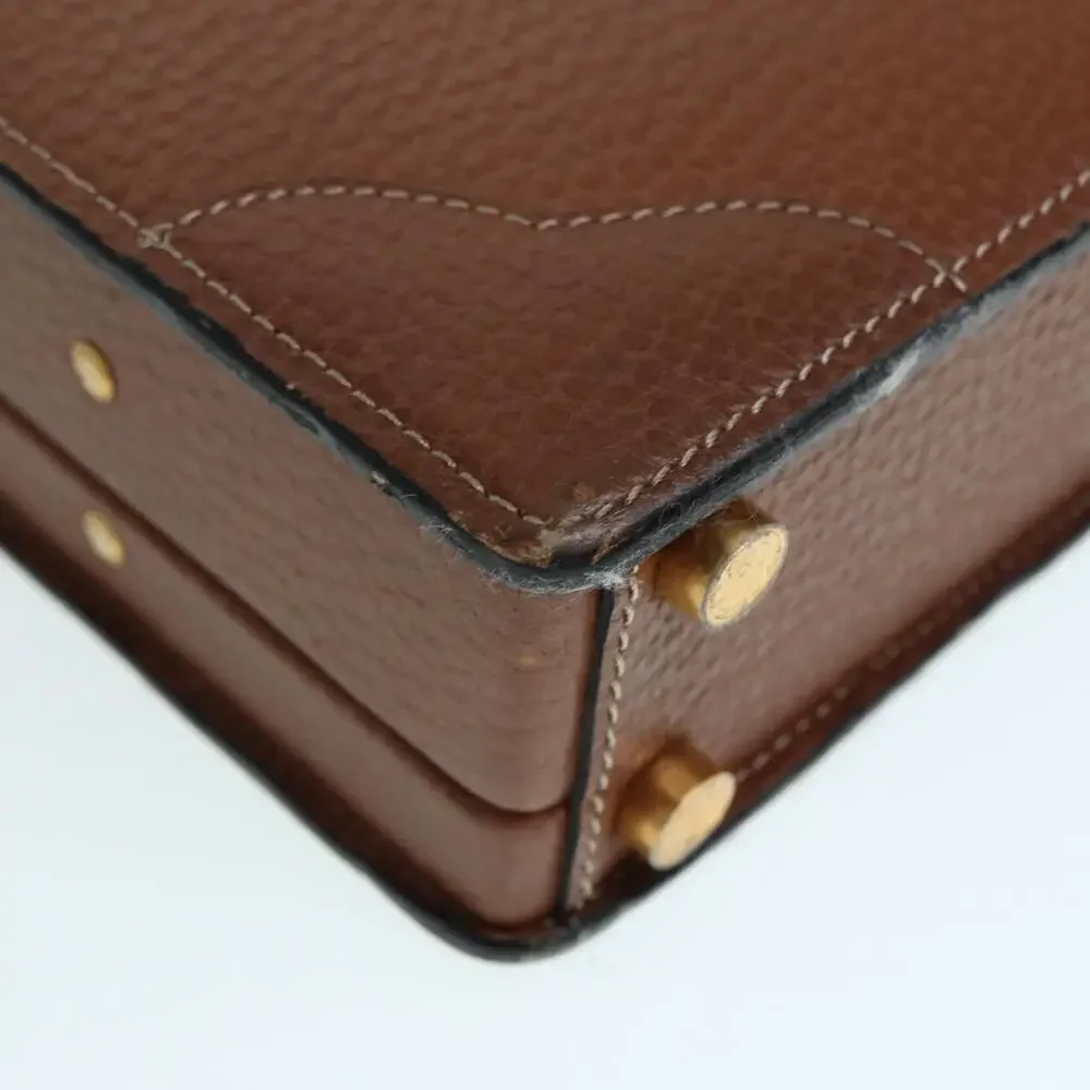 LOEWE Anagram Attache Case Trunk Leather Brown Gold
